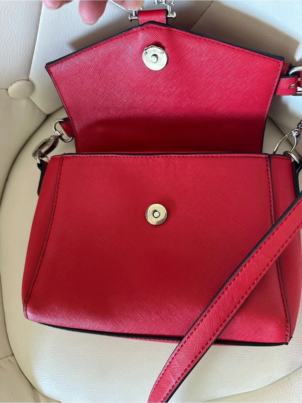 GUESS Red Top-Handle Satchel with Braided Handle handbag purse